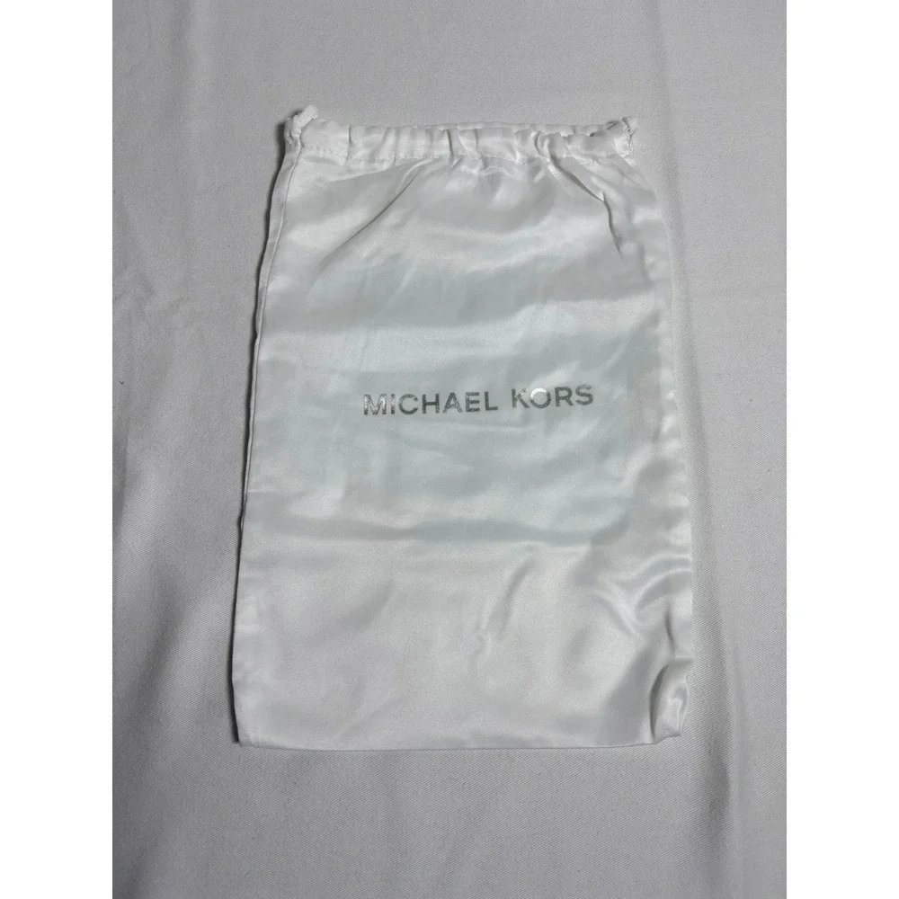 Michael Kors Dust Bag OS White Excellent Satin Drawstring Silver Logo Pouch